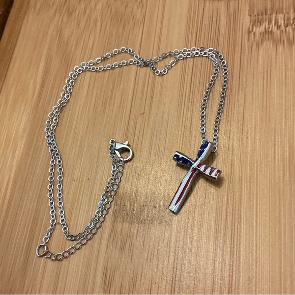 Jewelry - Cross Necklace 21” Red, White and Blue. NWOT